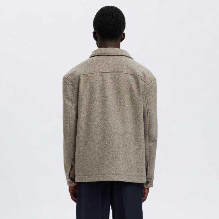 SELECTED SLHMITCH WOOL BLEND SHACKET NOOS BEIGE