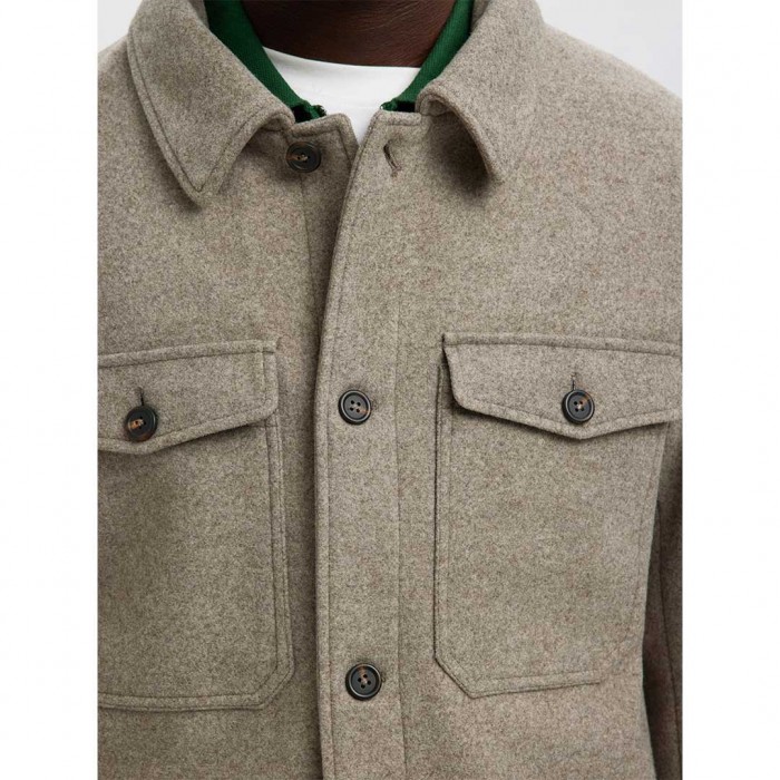 SELECTED SLHMITCH WOOL BLEND SHACKET NOOS BEIGE