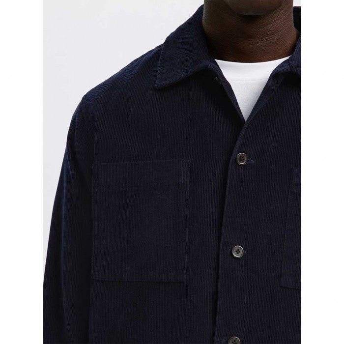 SELECTED SLHREGTATE CORD OVERSHIRT DARK BLUE