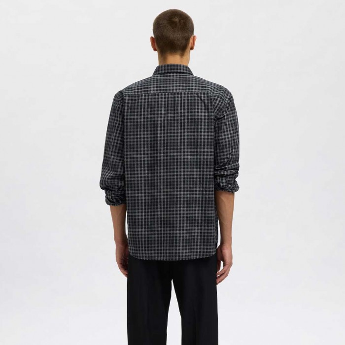 SELECTED  SLHREGLEE GRINDLE CHECK LS SHIRT BLACK