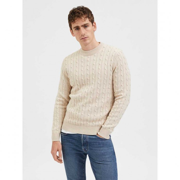SELECTED SLHRYAN STRUCTURE CREW NECK BONE WHITE