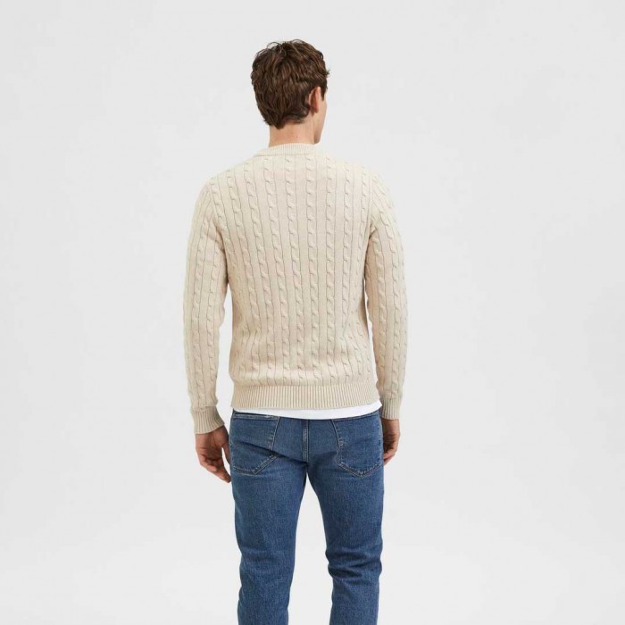 SELECTED SLHRYAN STRUCTURE CREW NECK BONE WHITE