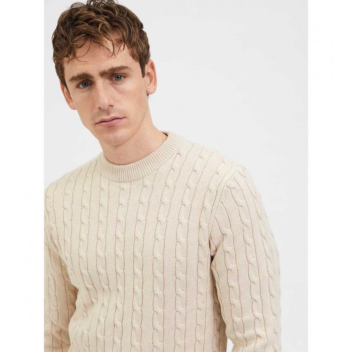 SELECTED SLHRYAN STRUCTURE CREW NECK BONE WHITE