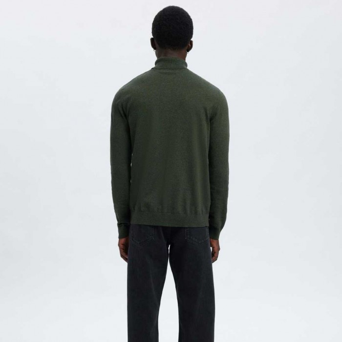 SELECTED LONG-SLEEVED ROLL NECK PULLOVER GREEN