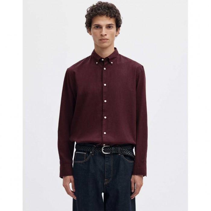 SELECTED SLMCOLE-JAY REG MELANGE LS SHIRT NOOS BORDO