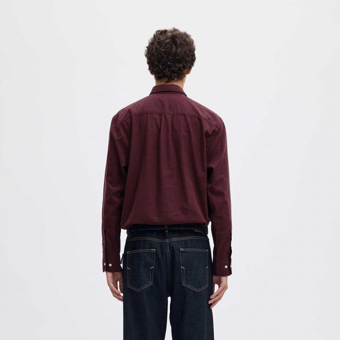 SELECTED SLMCOLE-JAY REG MELANGE LS SHIRT NOOS BORDO