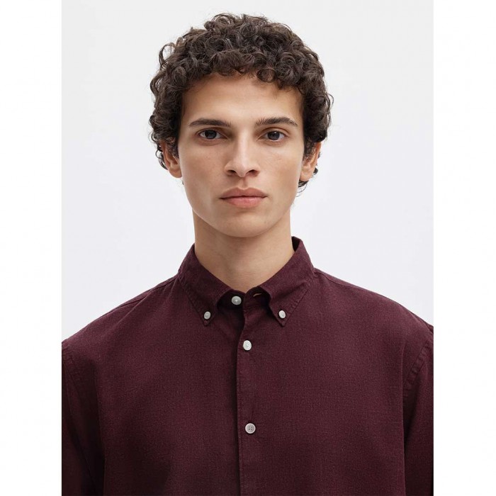 SELECTED SLMCOLE-JAY REG MELANGE LS SHIRT NOOS BORDO