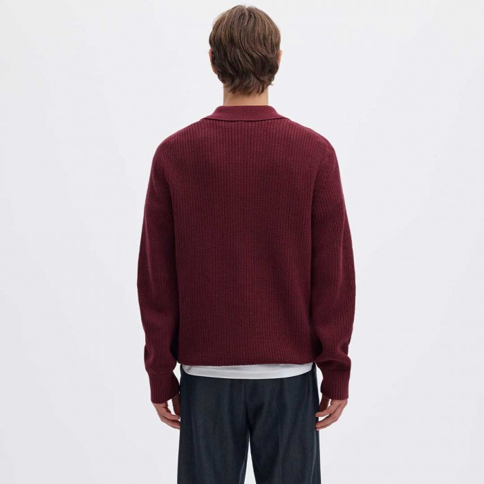 SELECTED SLMPIM LS KNIT POLO CAMP BORDO