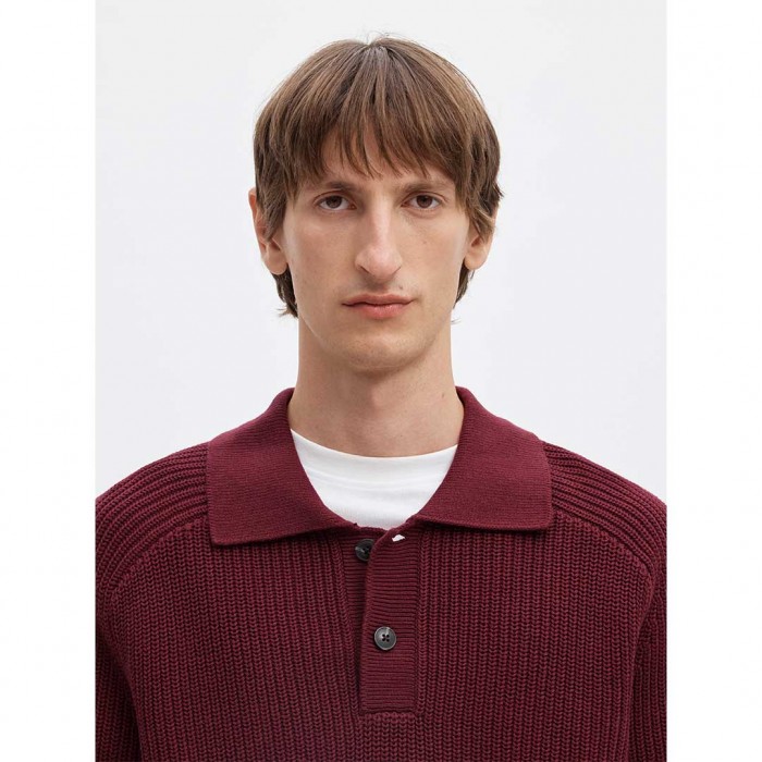 SELECTED SLMPIM LS KNIT POLO CAMP BORDO