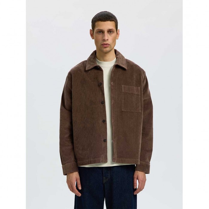 SELECTED SLMOTTO-KRIS CORD OVERSHIRT NOOS BROWN