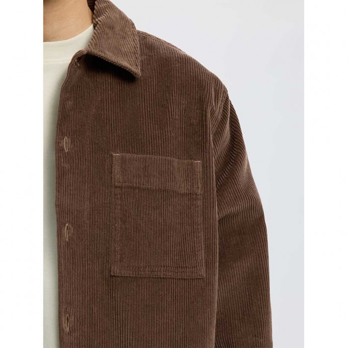 SELECTED SLMOTTO-KRIS CORD OVERSHIRT NOOS BROWN