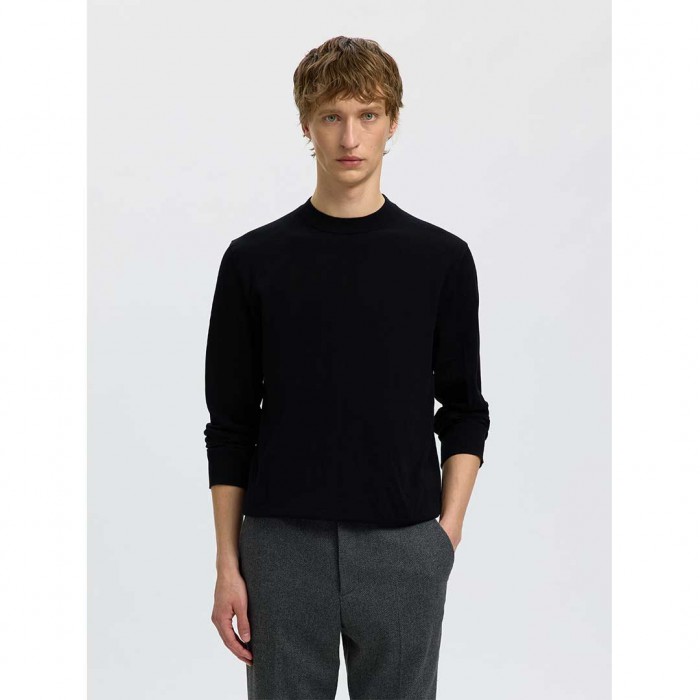 SELECTED SLMTORINO LS KNIT REG CREW NECK NOOS BLACK