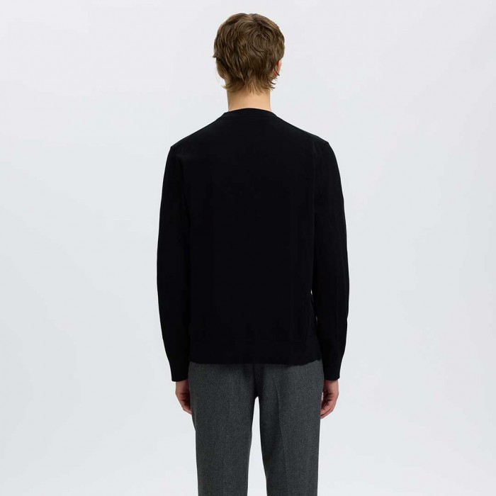 SELECTED SLMTORINO LS KNIT REG CREW NECK NOOS BLACK