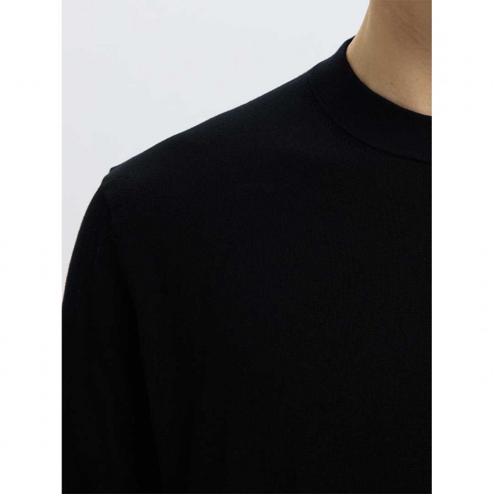 SELECTED SLMTORINO LS KNIT REG CREW NECK NOOS BLACK