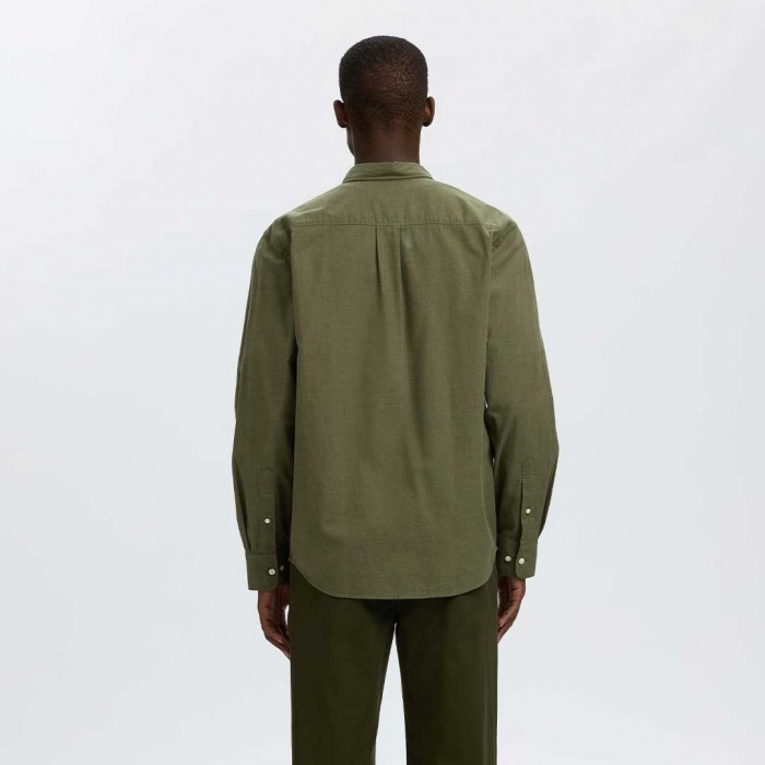 SELECTED SLMCOLE-JAY MELANGE REG LS SHIRT NOOS VETIVER