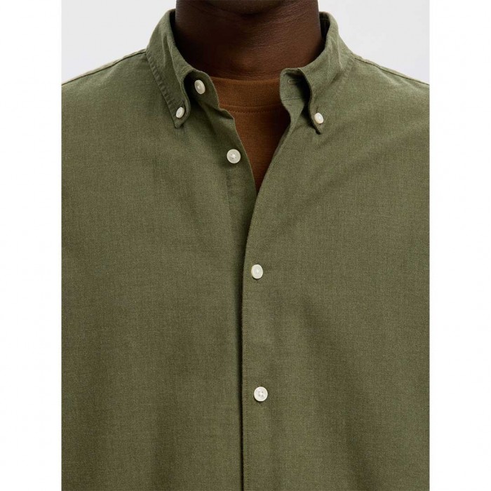 SELECTED SLMCOLE-JAY MELANGE REG LS SHIRT NOOS VETIVER