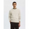 SELECTED SLMCARLOS LS CABLE CREW NECK NOOS ECRU