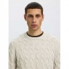 SELECTED SLMCARLOS LS CABLE CREW NECK NOOS ECRU
