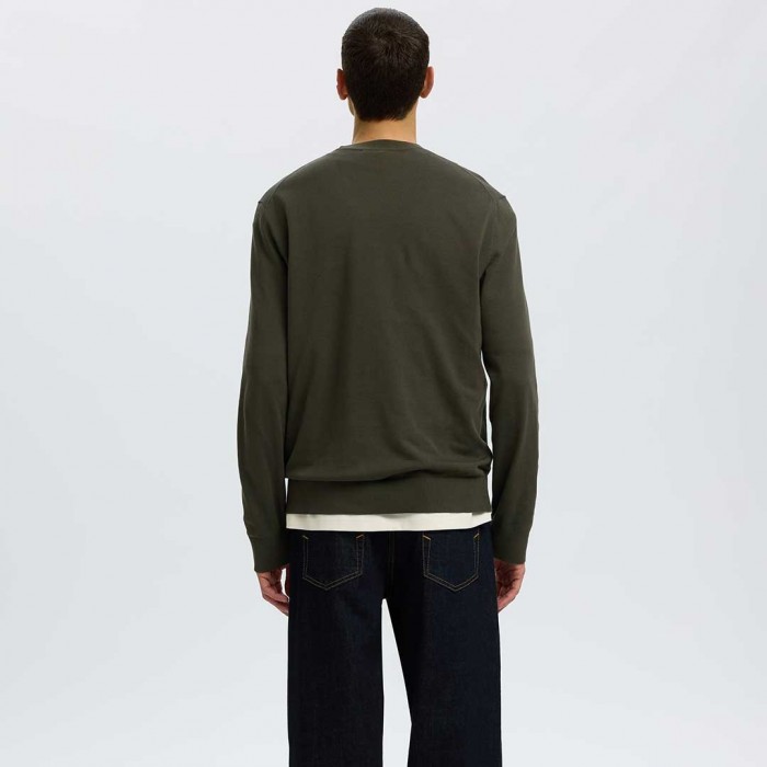 SELECTED SLMTORINO LS KNIT REG CREW NECK NOOS GREEN