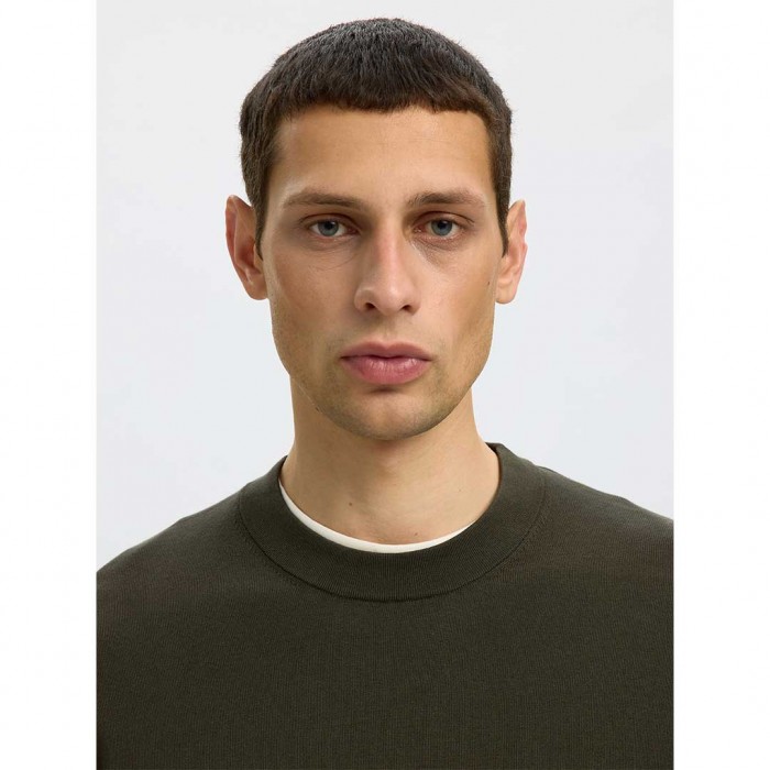 SELECTED SLMTORINO LS KNIT REG CREW NECK NOOS GREEN