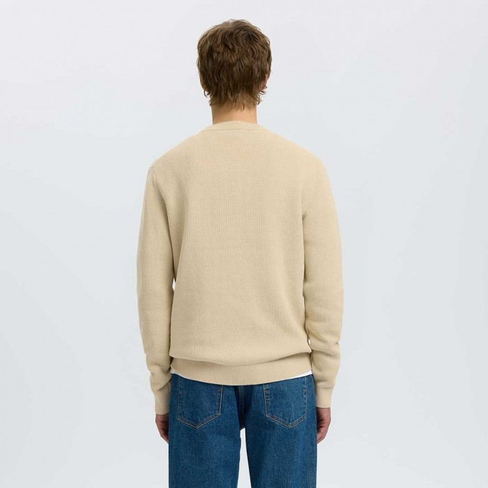 SELECTED SLMDANE LS KNIT REG STRUC CREW NECK NOOS OATMEAL