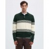 SELECTED SLMDANE LS KNIT STRIPE POLO GREEN
