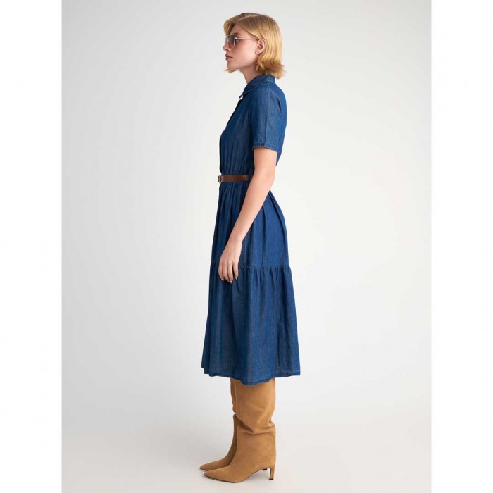 STAFF Zeta Denim Tencel Dress BLUE