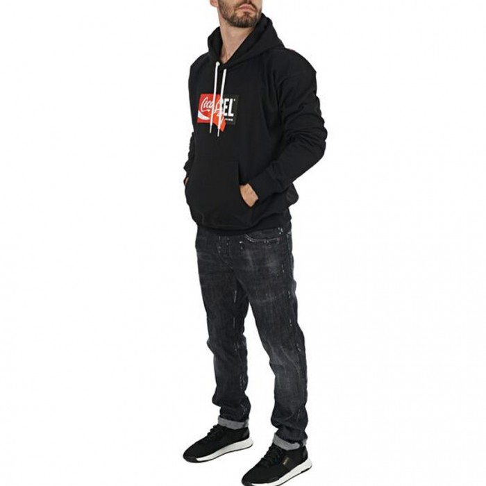 DIESEL CC-S-ALBY-COLA RECYCLED FABRIC HOODIE DUBLE LOGO PRINT SWEATSHIRT