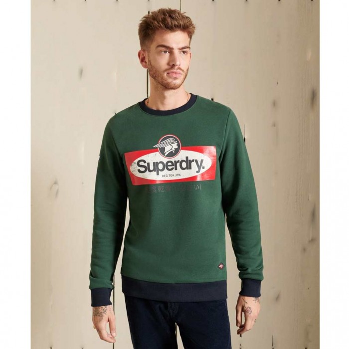 SUPERDRY Core Logo American Classic Ringer Crew Sweatshirt GREEN