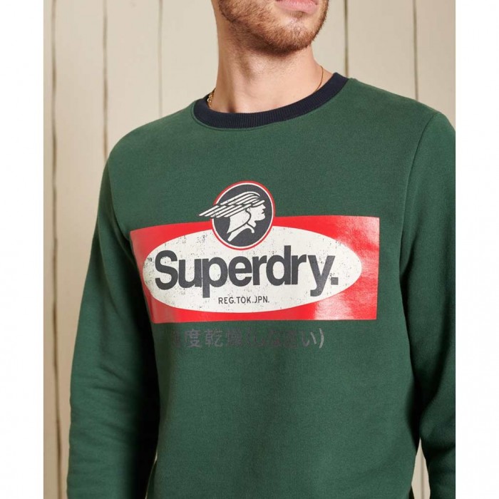 SUPERDRY Core Logo American Classic Ringer Crew Sweatshirt GREEN