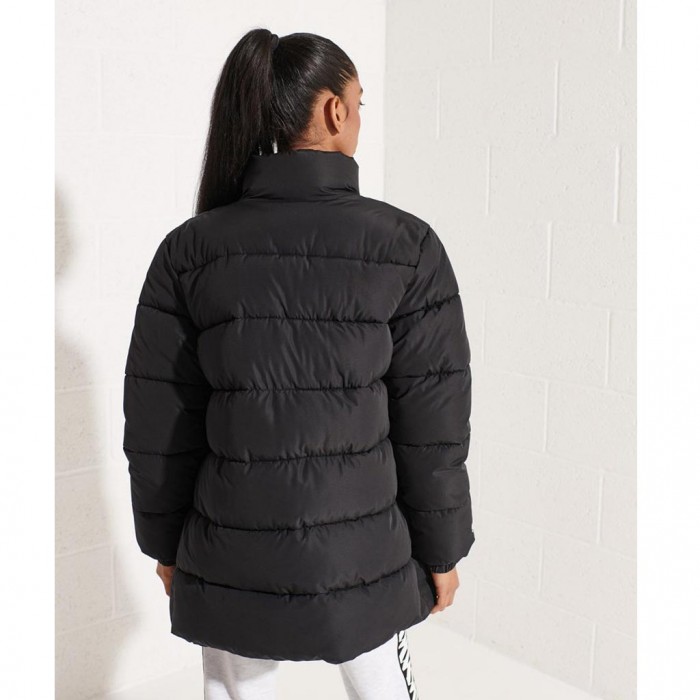 SUPERDRY Longline Sports Puffer Jacket BLACK