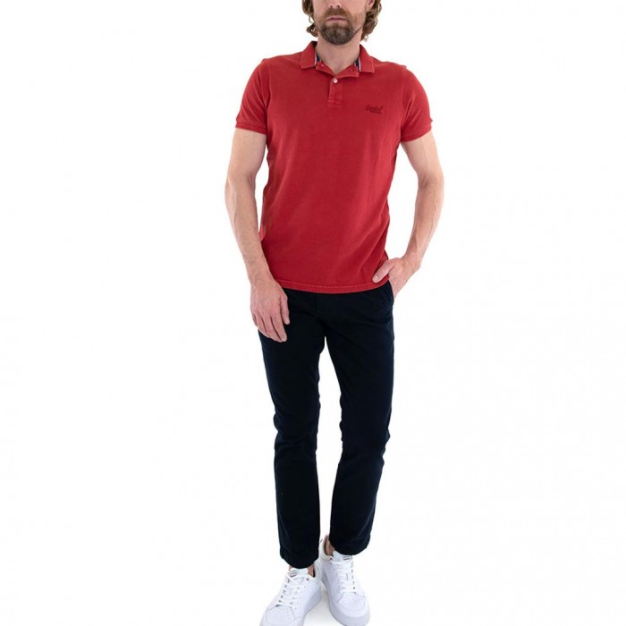 D1 VINT DESTROY POLO T-SHIRT MEN SUPERDRY RED