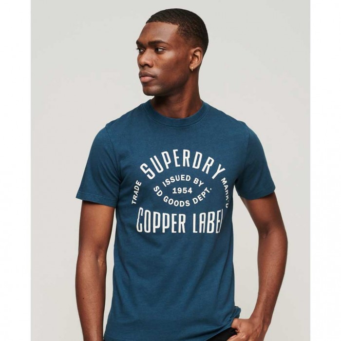 SUPERDRY Organic Cotton Vintage Copper Label T-Shirt BLUE