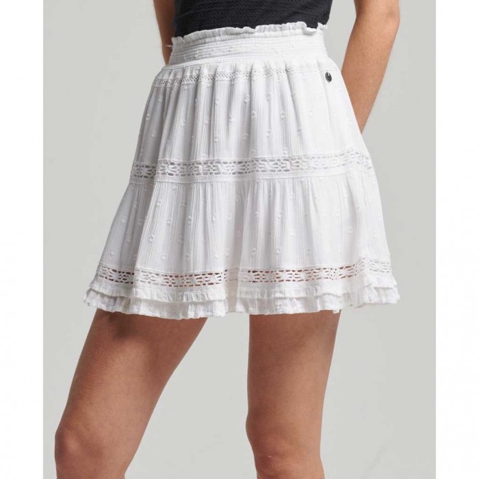 SUPERDRY Vintage Lace Mini Skirt WHITE