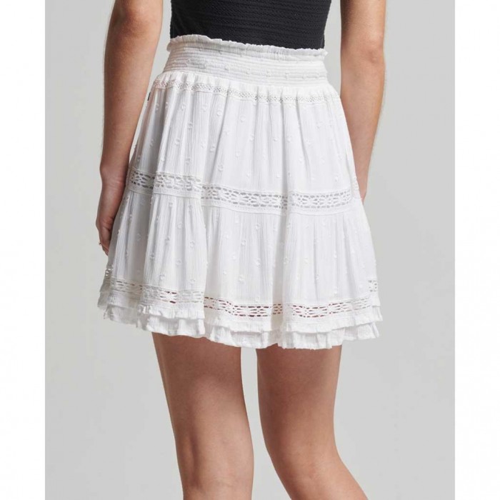 SUPERDRY Vintage Lace Mini Skirt WHITE