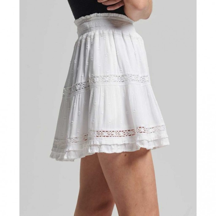 SUPERDRY Vintage Lace Mini Skirt WHITE