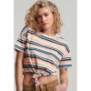 SUPERDRY Womens Vintage Boxy Tie Front Tee Oatmeal Stripe