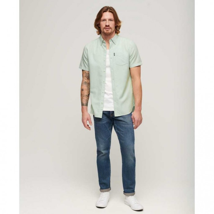 SUPERDRY Oxford Short Sleeve Shirt LIGHT GREEN