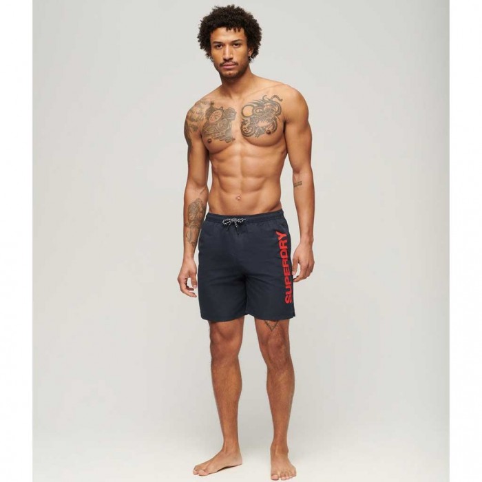 SUPERDRY Sport Graphic 17-inch Recycled Swim Shorts BLUE