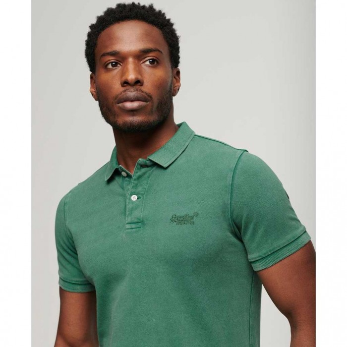 SUPERDRY Destroyed Polo Shirt GREEN