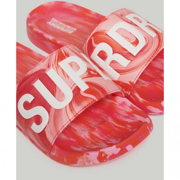 SUPERDRY Marble Vegan Pool Sliders PINK