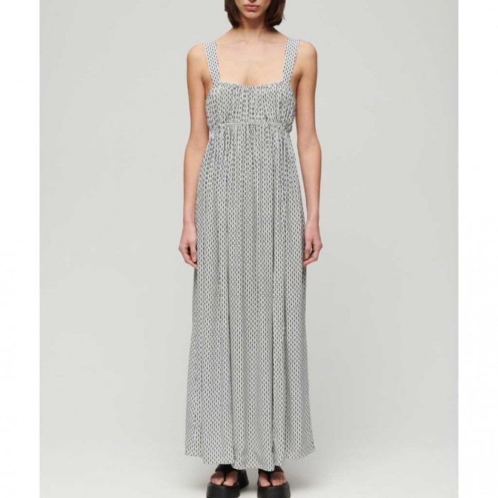 SUPERDRY Tie Back Maxi Dress BLACK/WHITE