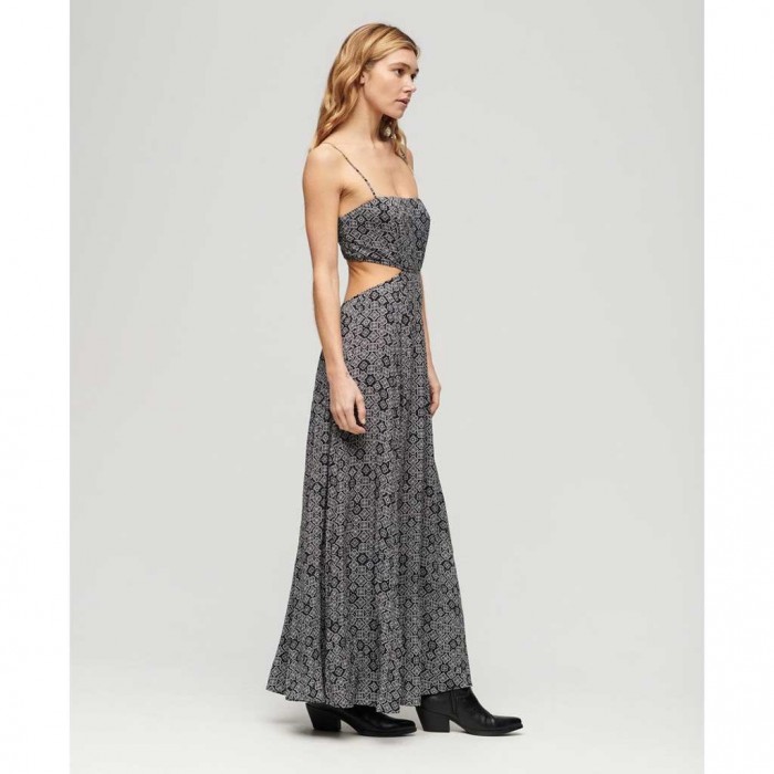 SUPERDRY Sheered Back Maxi Dress BLACK