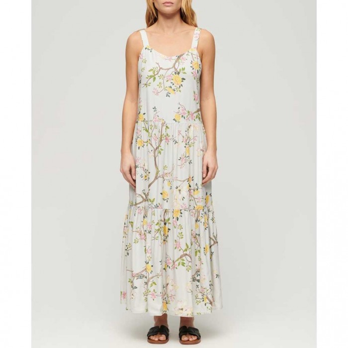 SUPERDRY Woven Tiered Maxi Dress WHITE