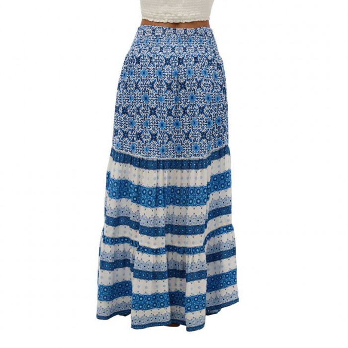 SUPERDRY W D2 OVIN PRINTED MAXI SKIRT BLUE