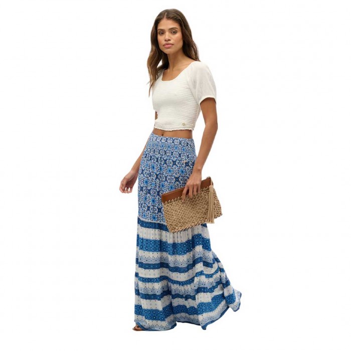 SUPERDRY W D2 OVIN PRINTED MAXI SKIRT BLUE