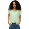 SUPERDRY SLUB EMBROIDERED V-NECK GREEN