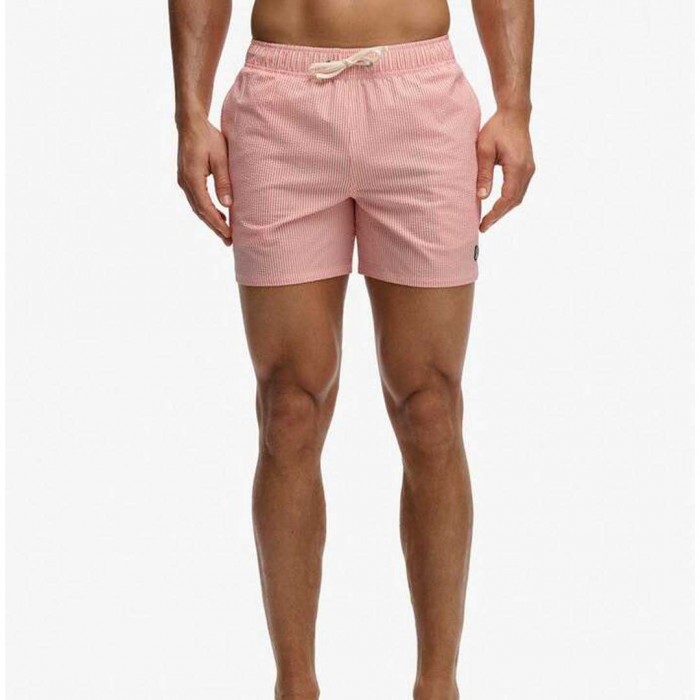 SUPERDRY Seer Sucker 15-inch SUGAR CORAL/WHITE THIN STRIPE