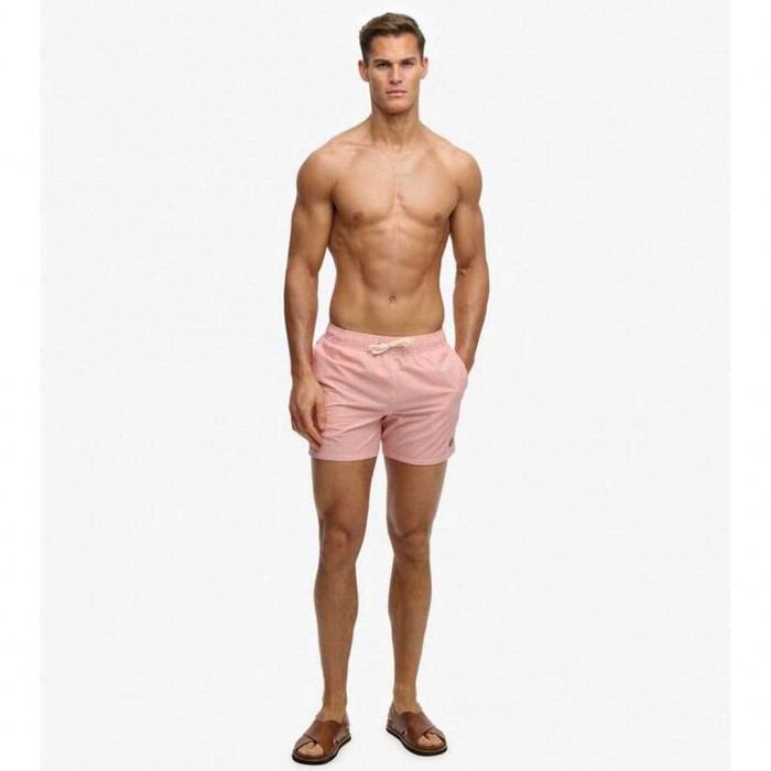 SUPERDRY Seer Sucker 15-inch SUGAR CORAL/WHITE THIN STRIPE