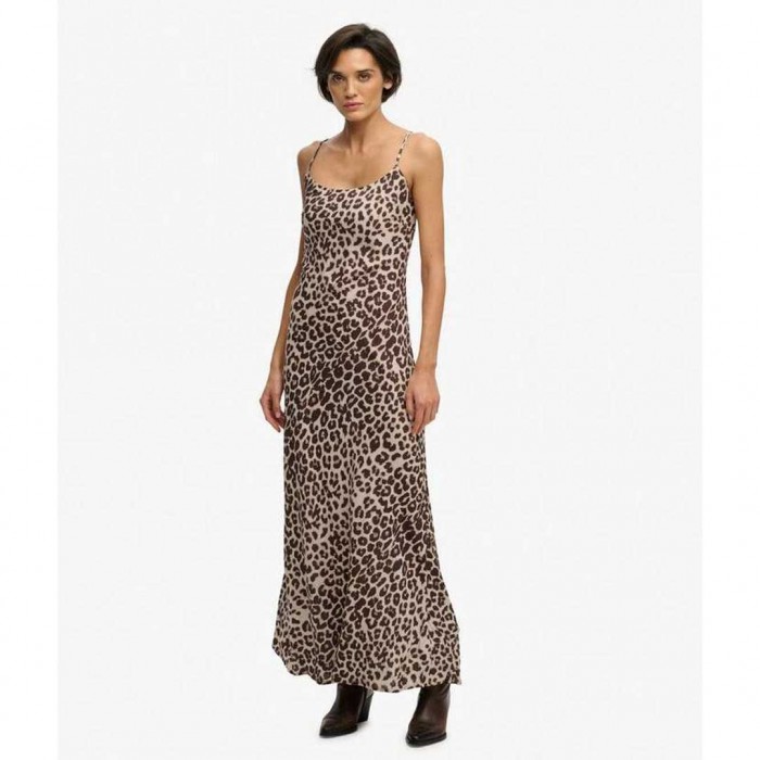 SUPERDRY WOMAN Printed Maxi Slip BROWN LEOPARD